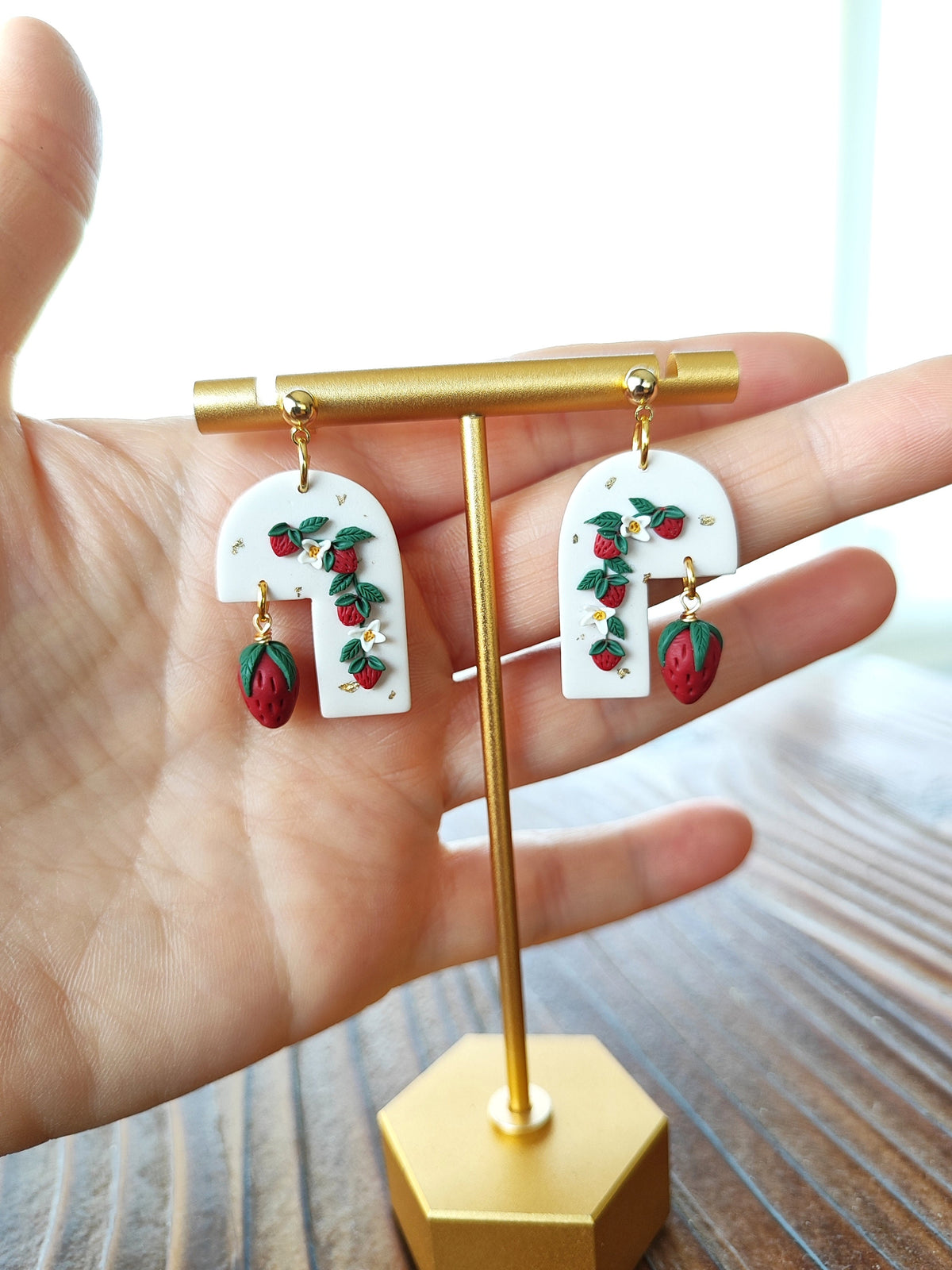 Strawberry Gold-Plated Dangle Earrings