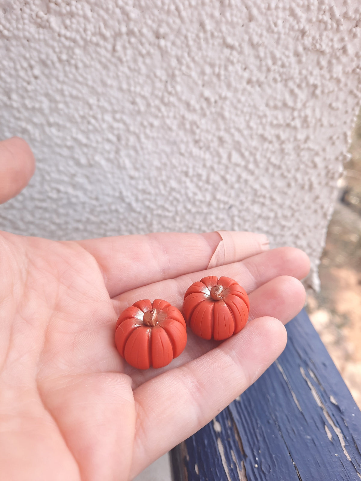Pumpkin Dangle Earrings with Ghosts , Hanmade Polymer Clay Halloween jewelry ,Spooky Season Accessories