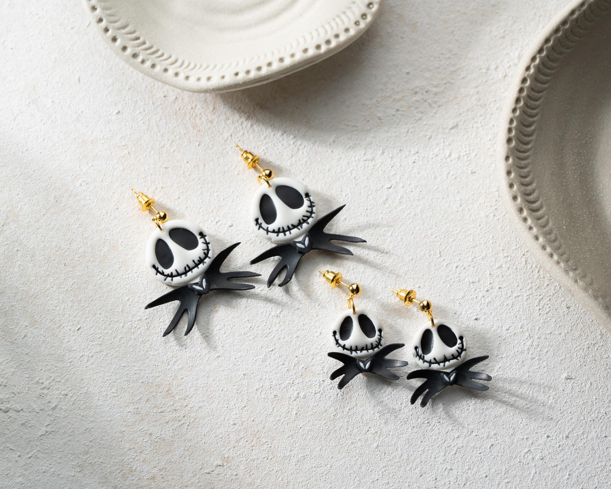 Jack Skellington Earrings: 3D Bat Bow Tie, Handmade Halloween Jewelry