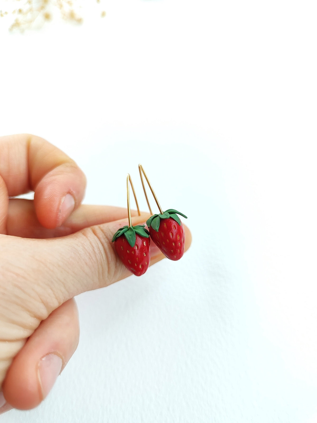Minimal strawberry earrings,stainless steel ear wires,realistic miniature fruit earrings,gift for her