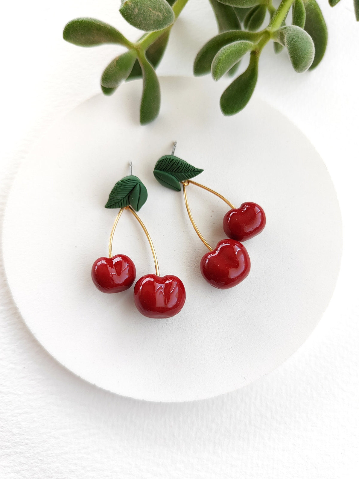 Cherry Gold-Plated Dangle Earrings