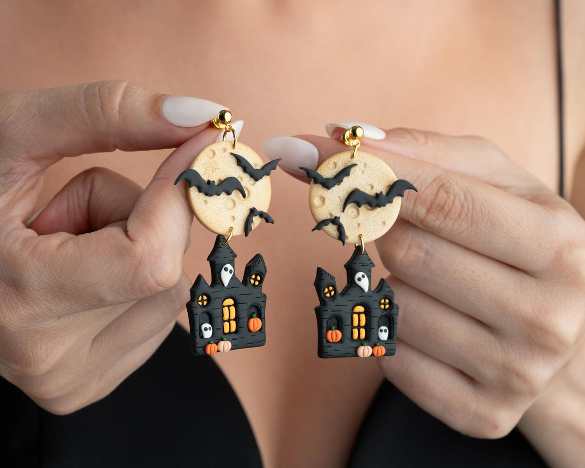 Haunted House Earrings – Handmade Halloween Jewelry