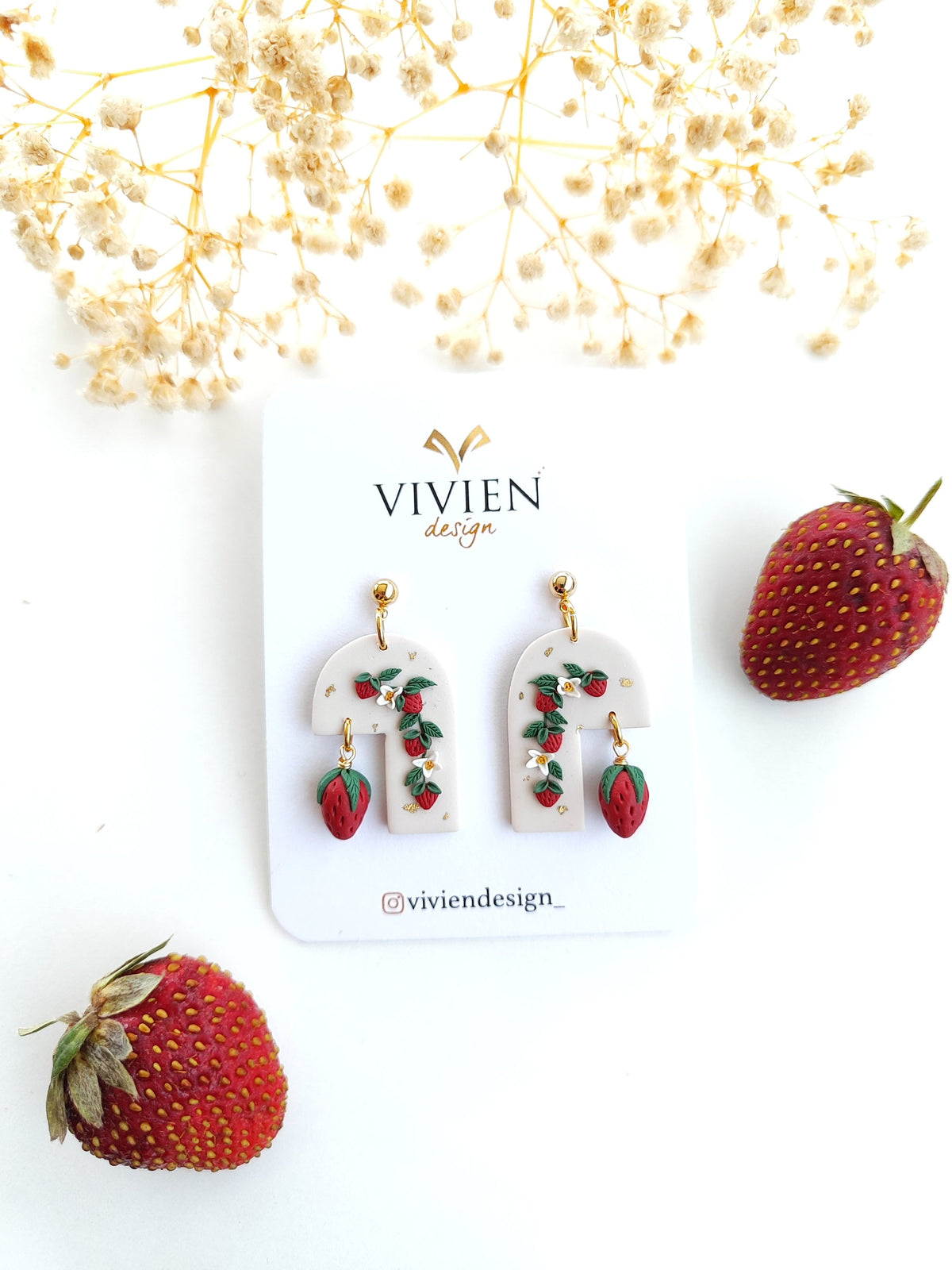 Strawberry Gold-Plated Dangle Earrings