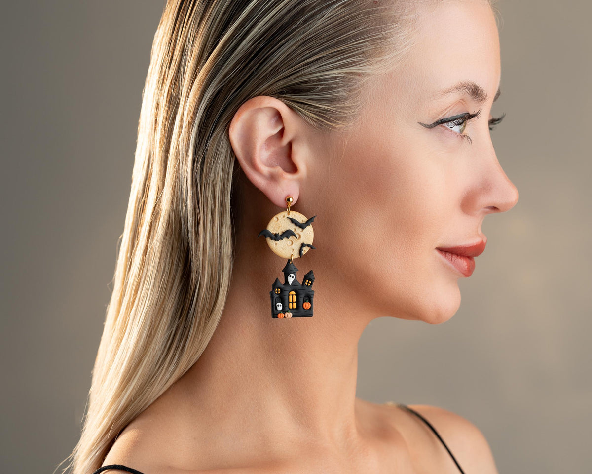 Haunted House Earrings – Handmade Halloween Jewelry