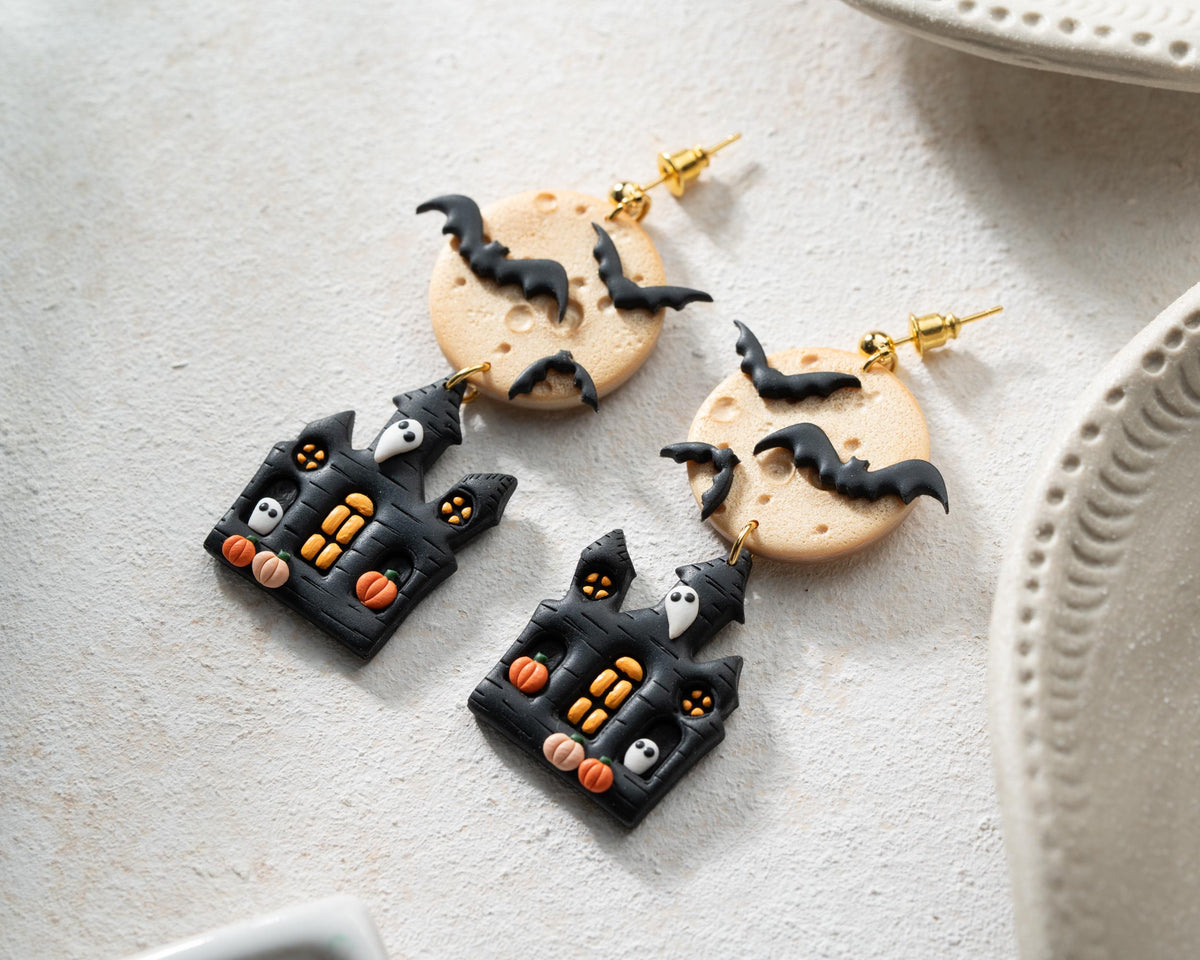 Haunted House Earrings – Handmade Halloween Jewelry