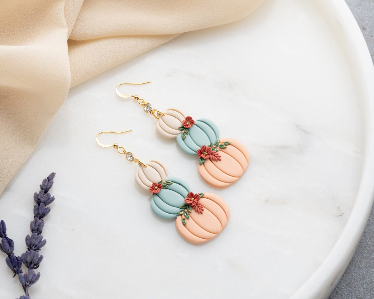 Pastel Stacked Pumpkin Dangle Earrings