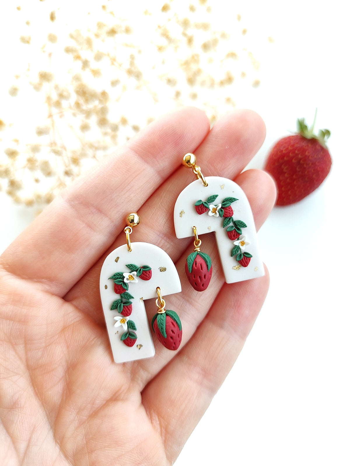 Strawberry Gold-Plated Dangle Earrings