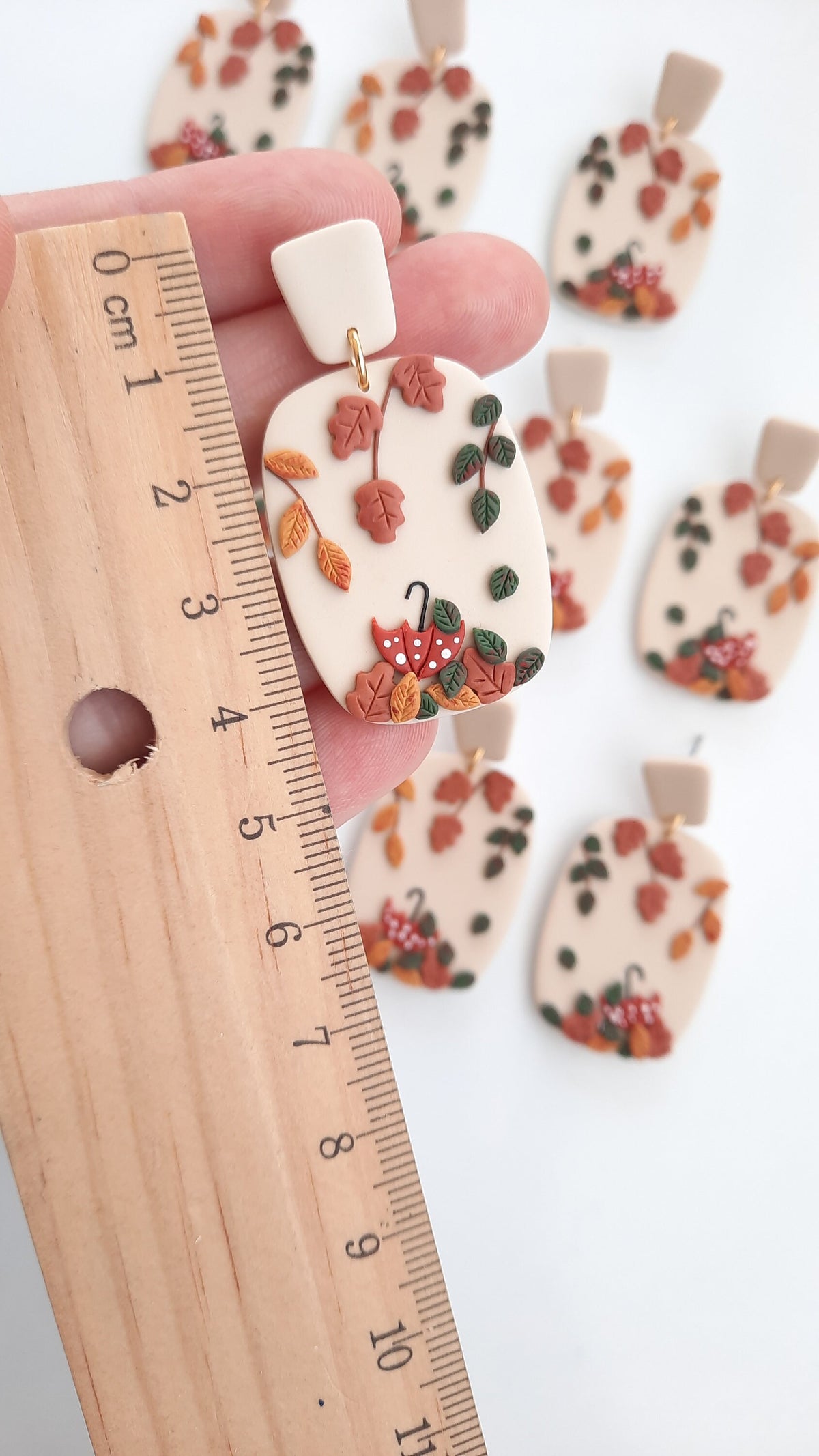 Falling Autumn Leaves Earrings - Handmade Polymer Clay Fall Jewelry