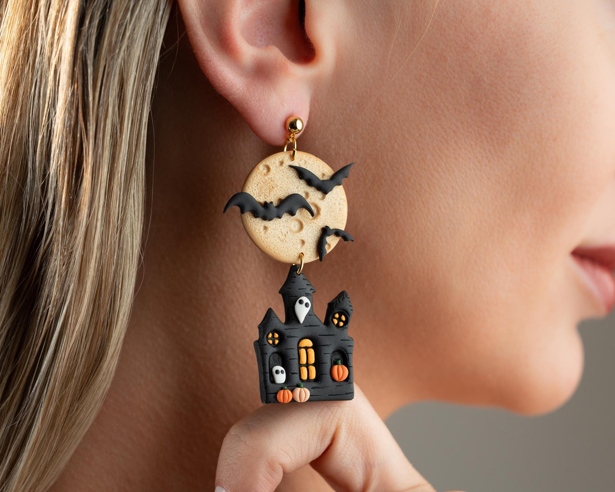 Haunted House Earrings – Handmade Halloween Jewelry
