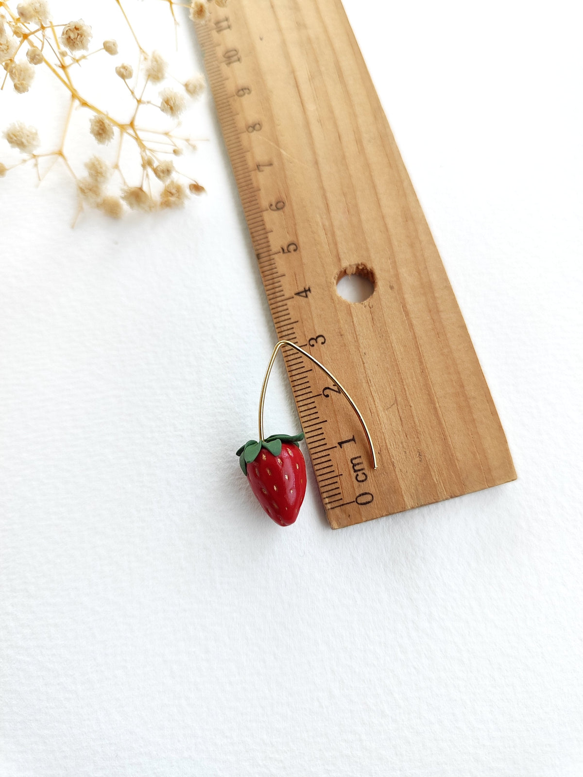 Minimal strawberry earrings,stainless steel ear wires,realistic miniature fruit earrings,gift for her
