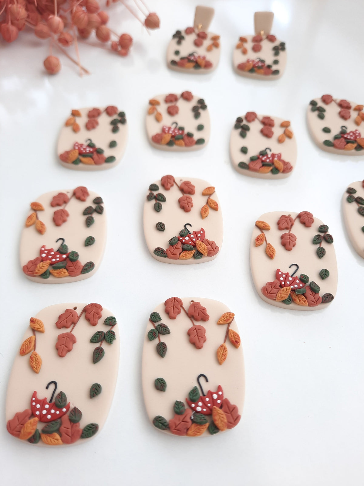 Falling Autumn Leaves Earrings - Handmade Polymer Clay Fall Jewelry
