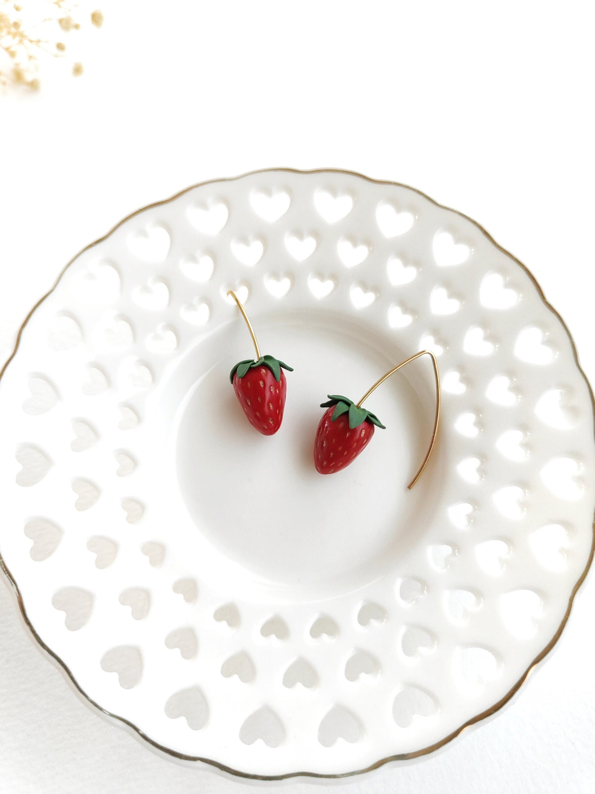 Minimal strawberry earrings,stainless steel ear wires,realistic miniature fruit earrings,gift for her
