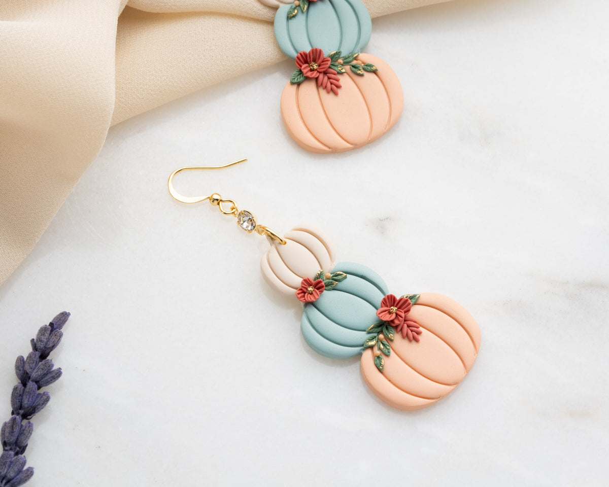 Pastel Stacked Pumpkin Dangle Earrings