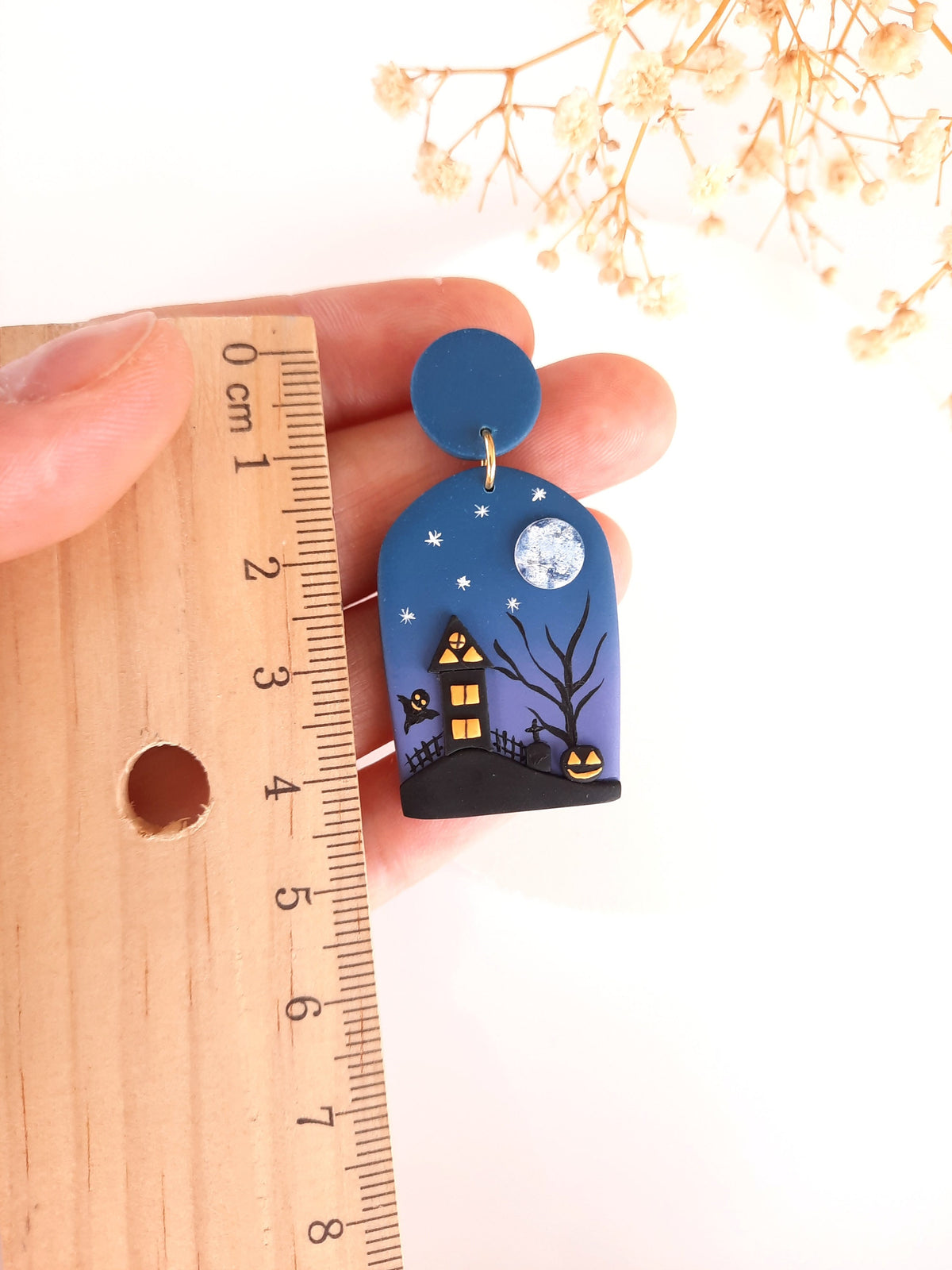 Haunted House Earrings , Handmade Polymer Clay Halloween Earrings , Spooky Night Jewelry ,Creepy Accessories