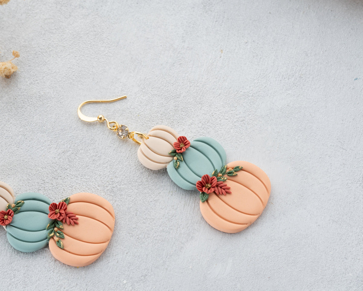 Pastel Stacked Pumpkin Dangle Earrings