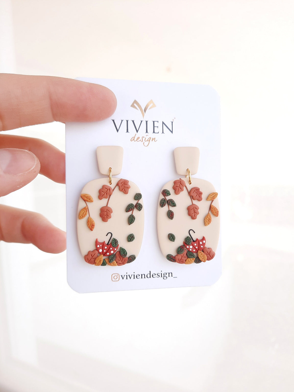Falling Autumn Leaves Earrings - Handmade Polymer Clay Fall Jewelry
