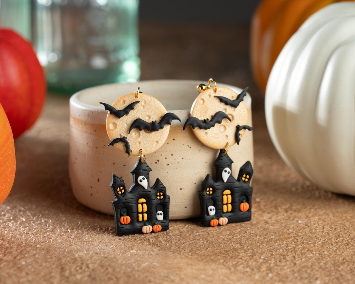 Haunted House Earrings – Handmade Halloween Jewelry