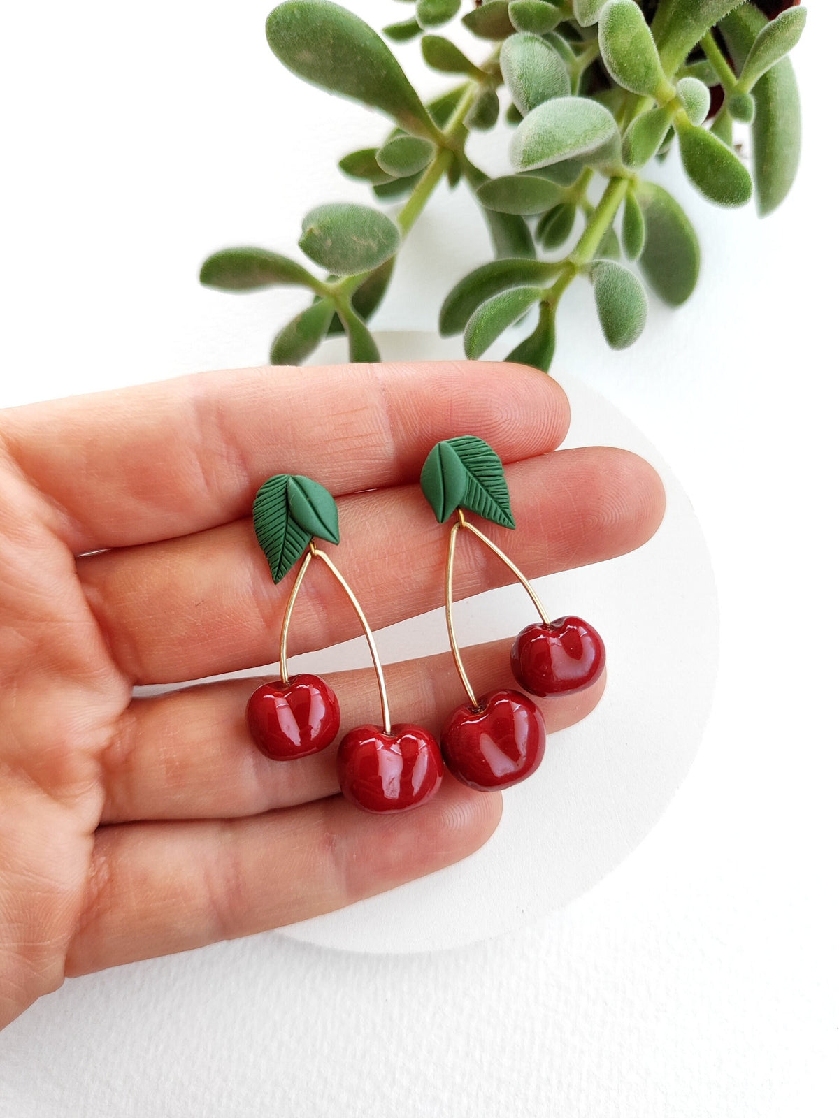 Cherry Gold-Plated Dangle Earrings