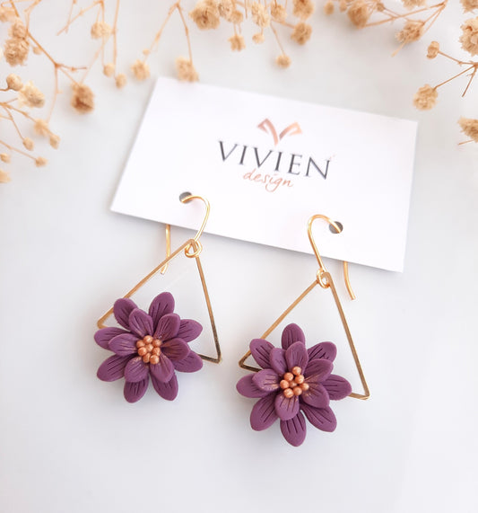 Handmade Polymer Clay Flower Earrings: Gold Plated Dainty Earrings
