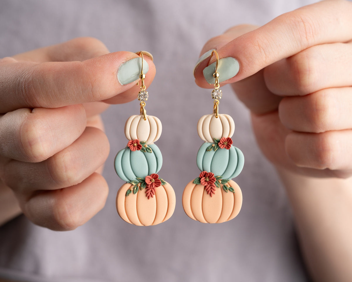 Pastel Stacked Pumpkin Dangle Earrings