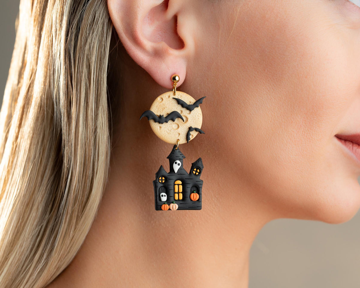 Haunted House Earrings – Handmade Halloween Jewelry
