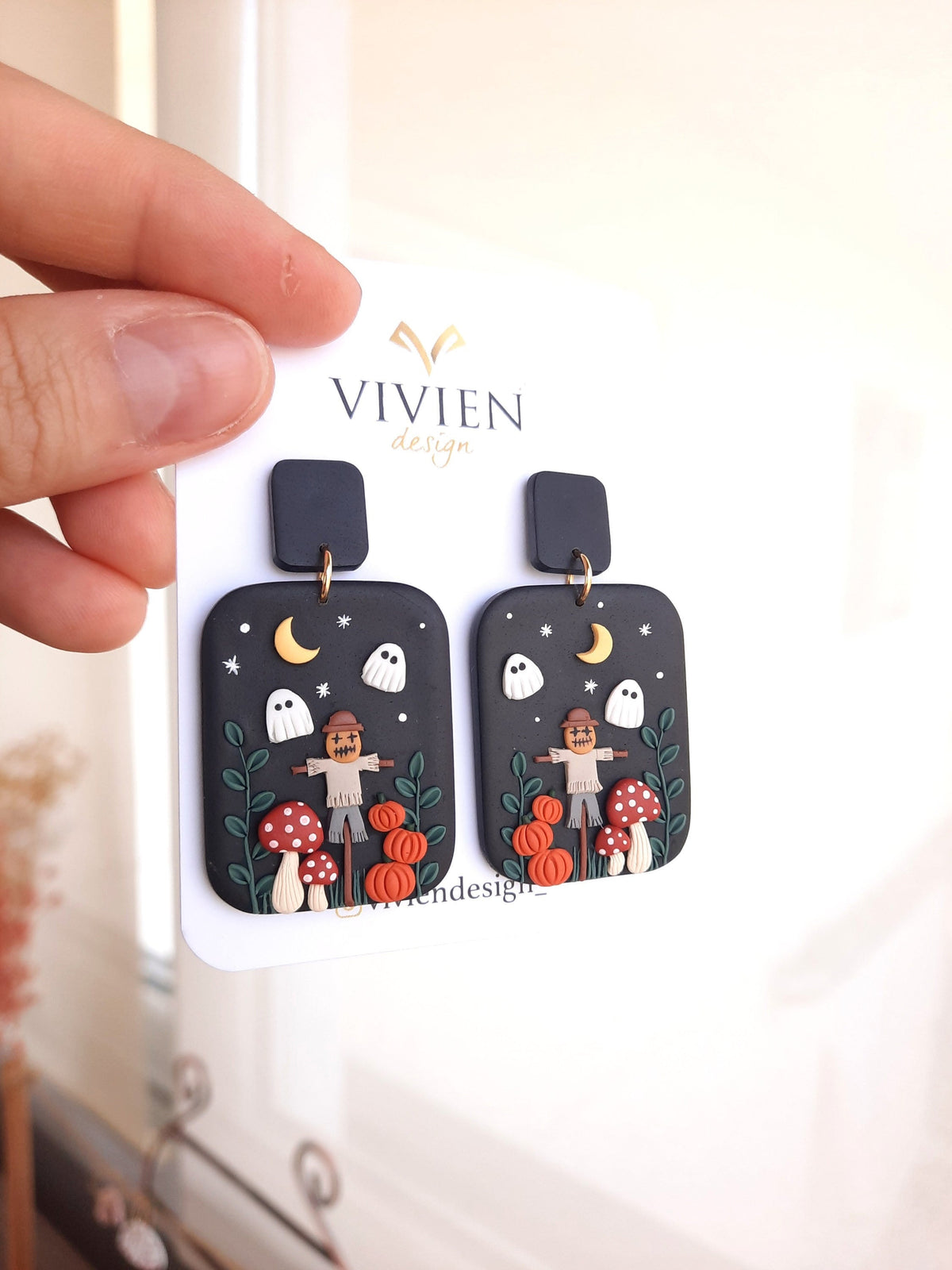 Halloween Scarecrow Earrings , Handmade Polymer Clay earrings , Creepy accessories , Spooky jewelry