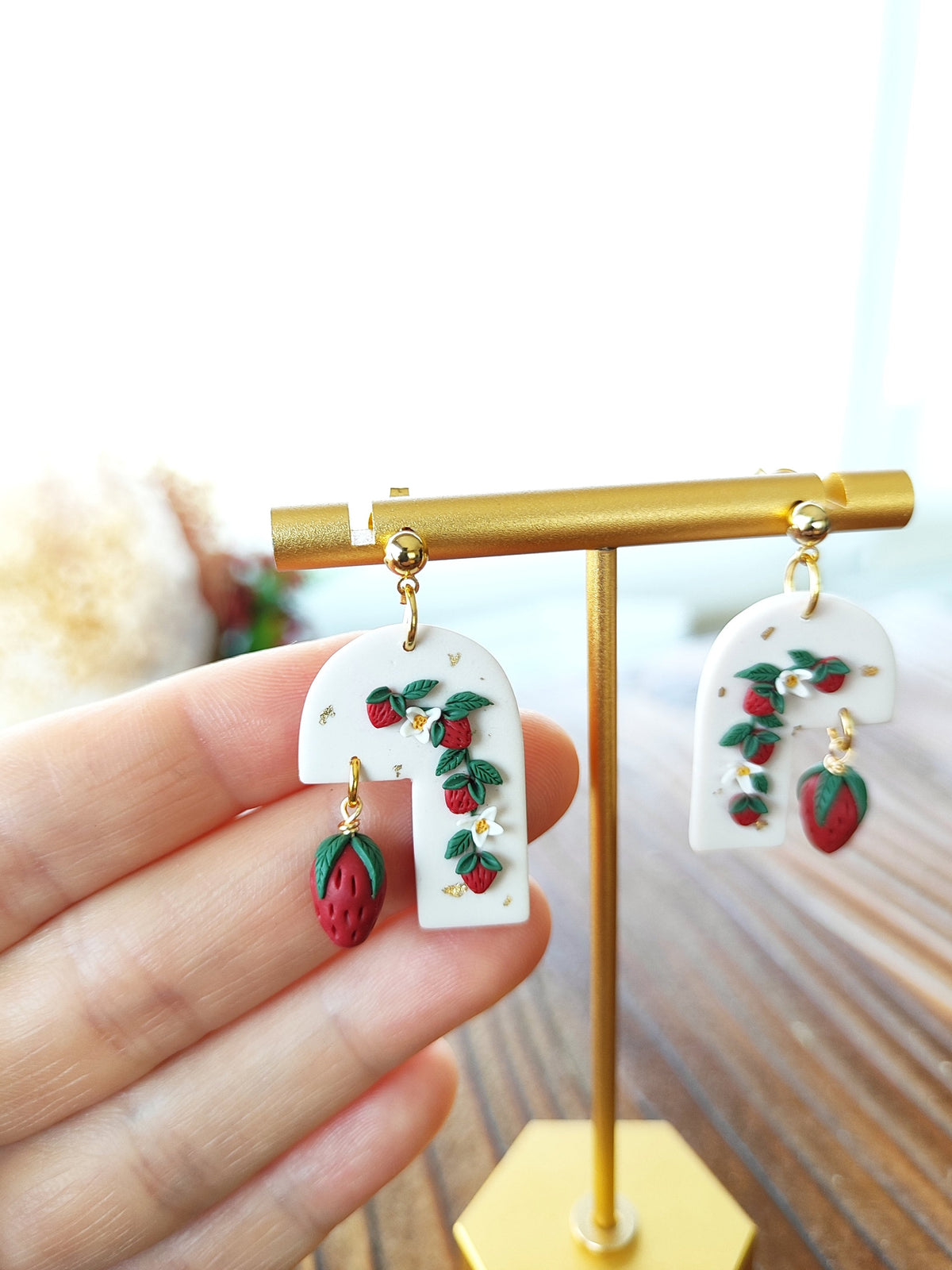 Strawberry Gold-Plated Dangle Earrings