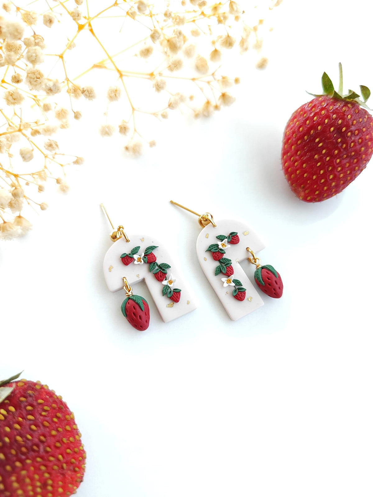 Strawberry Gold-Plated Dangle Earrings