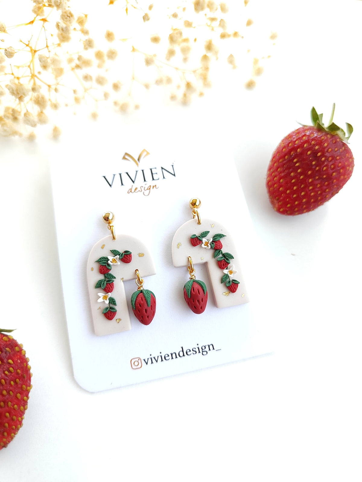 Strawberry Gold-Plated Dangle Earrings