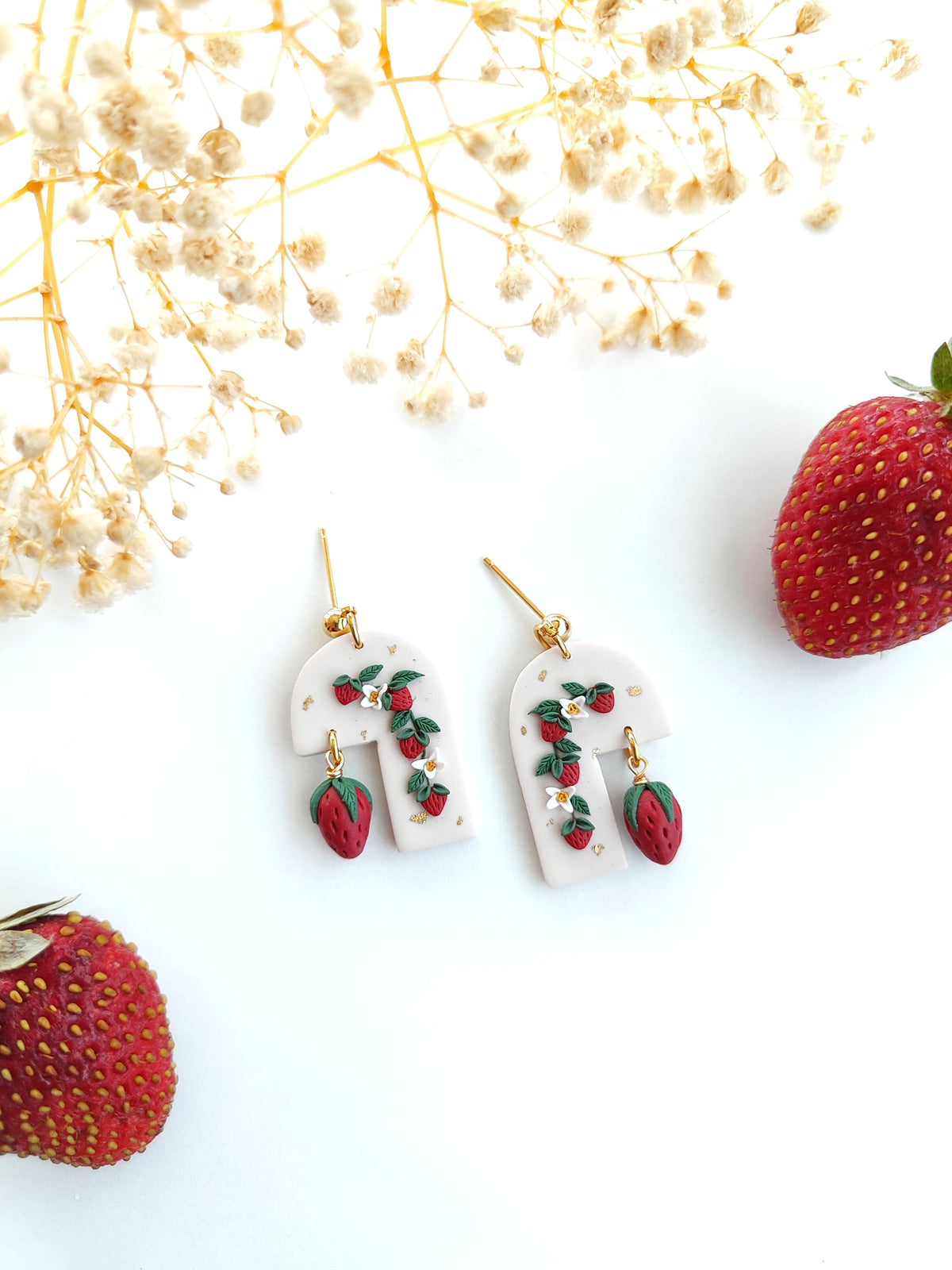Strawberry Gold-Plated Dangle Earrings