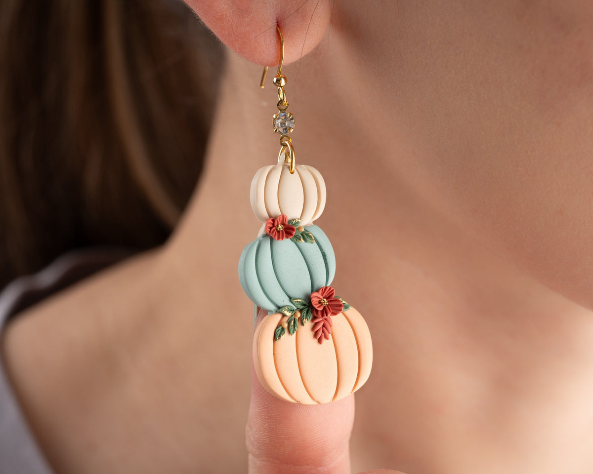 Pastel Stacked Pumpkin Dangle Earrings
