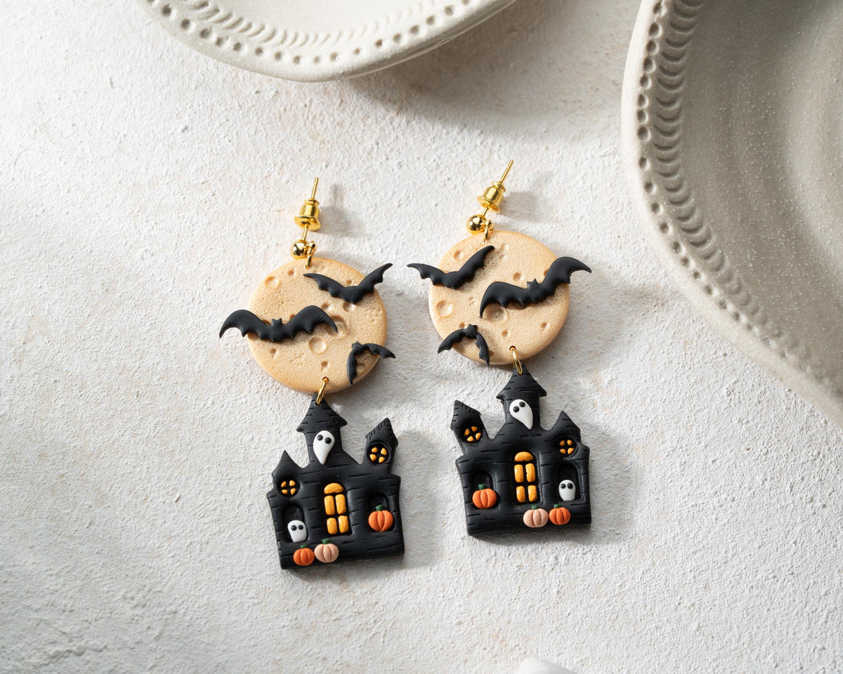 Haunted House Earrings – Handmade Halloween Jewelry