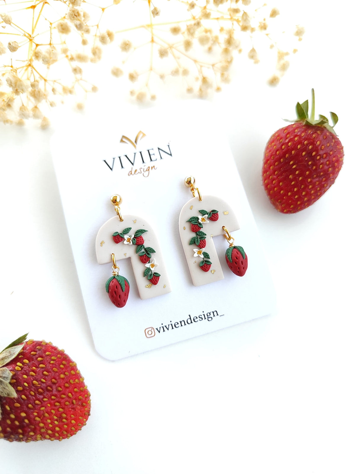 Strawberry Gold-Plated Dangle Earrings