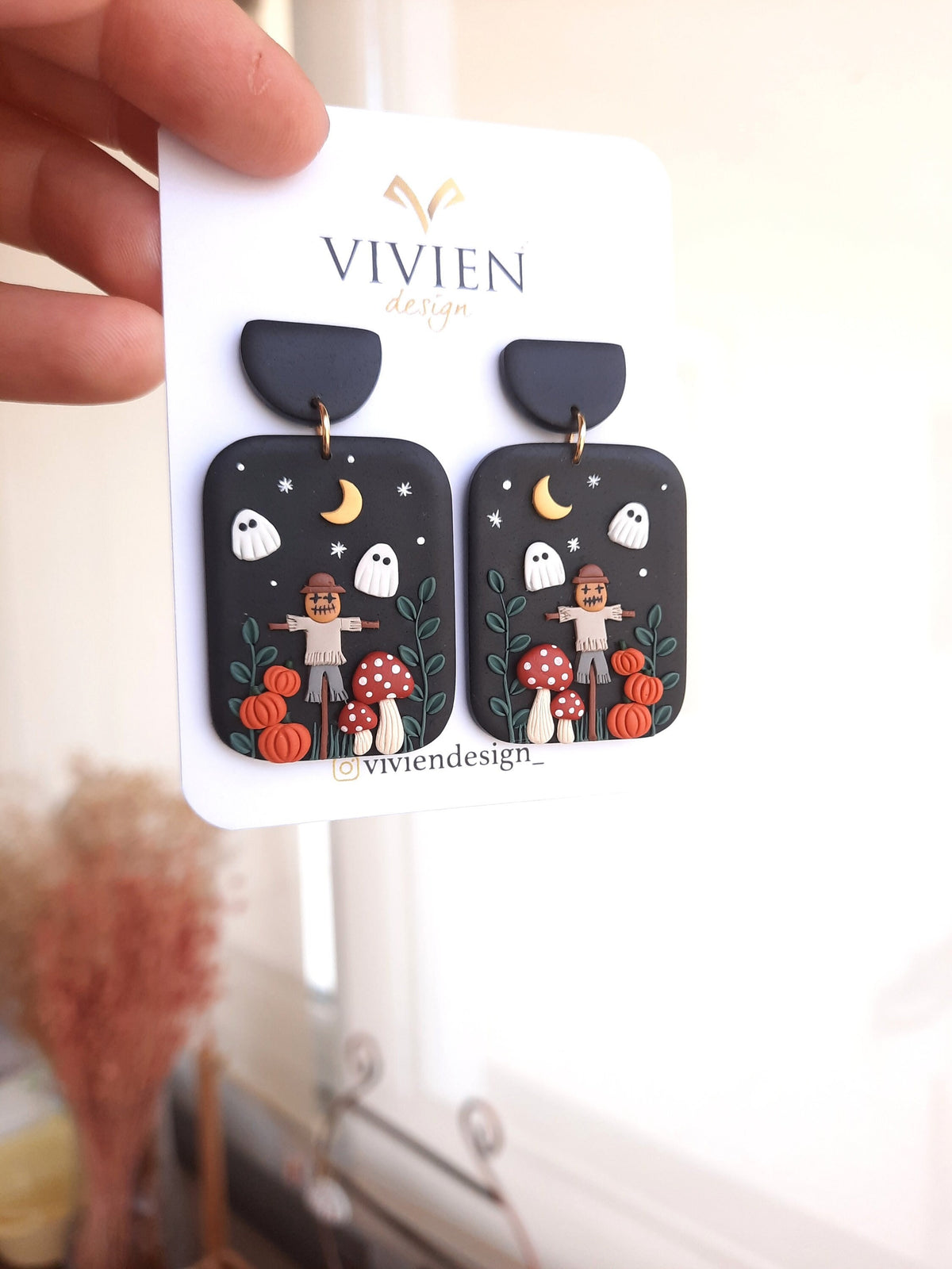 Halloween Scarecrow Earrings , Handmade Polymer Clay earrings , Creepy accessories , Spooky jewelry