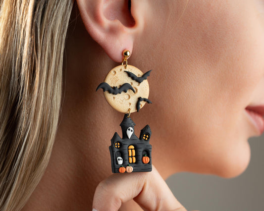 Haunted House Earrings – Handmade Halloween Jewelry