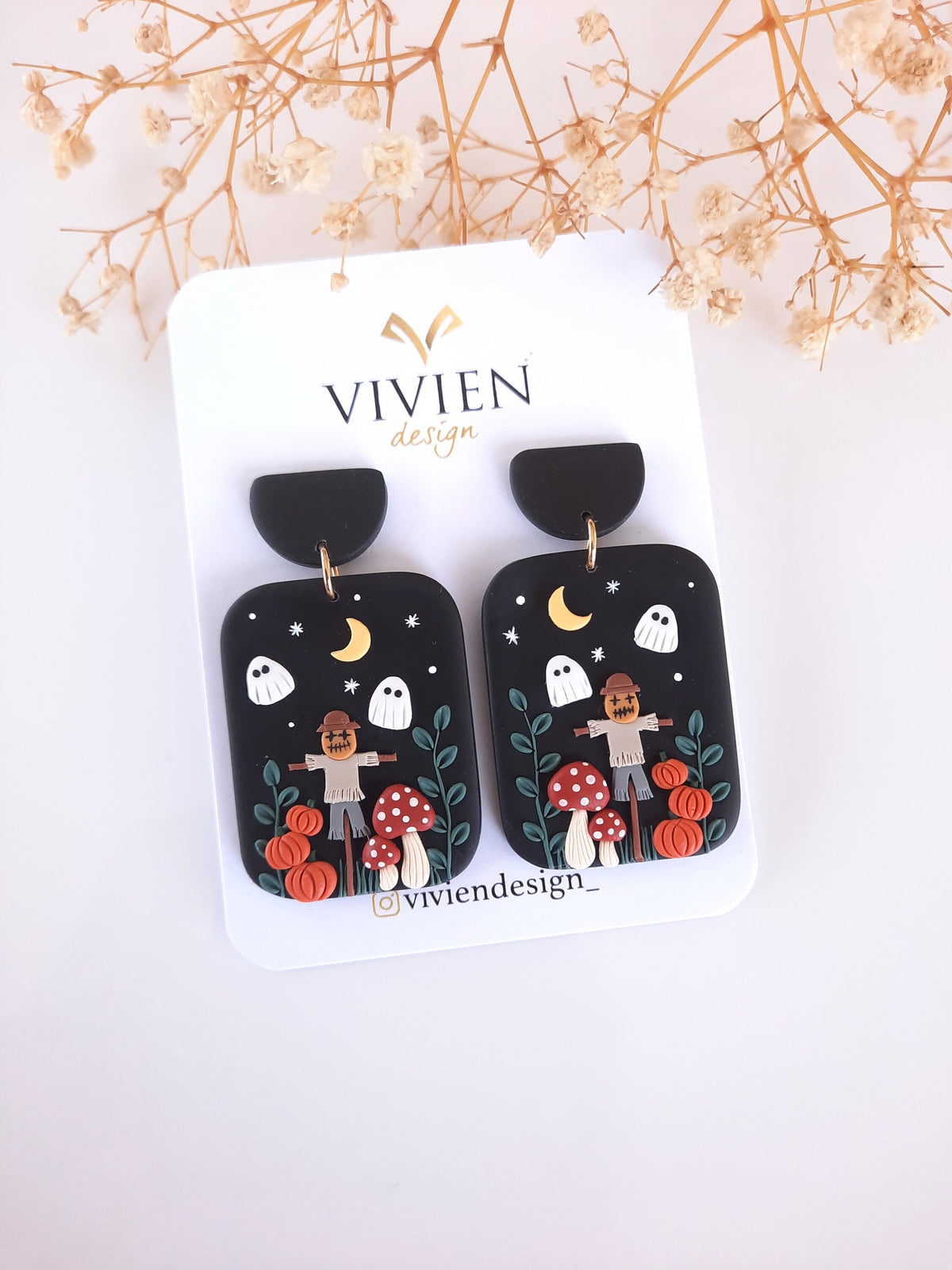 Halloween Scarecrow Earrings , Handmade Polymer Clay earrings , Creepy accessories , Spooky jewelry