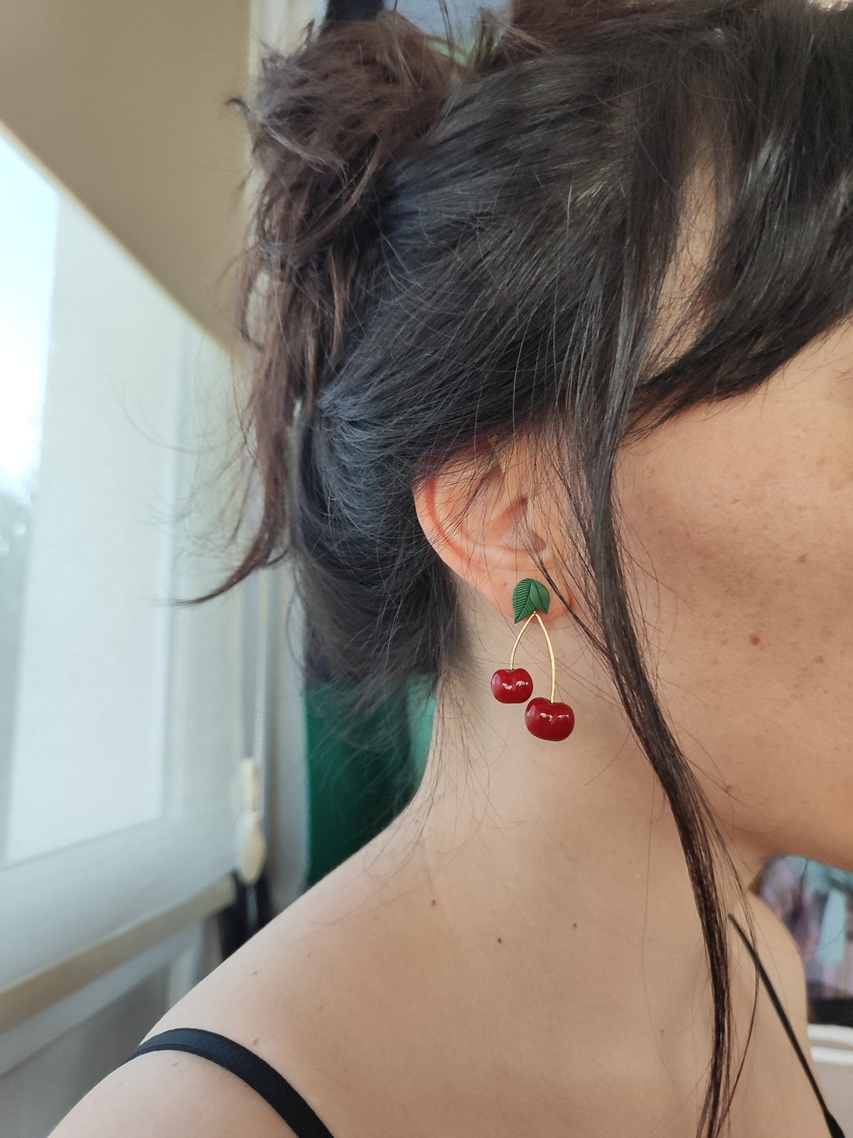 Cherry Gold-Plated Dangle Earrings